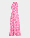 Sachin & Babi Kayla Floral-print Chiffon Halter Gown In Pink