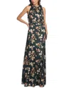Sachin & Babi Women's Kayla Floral Crinkle Georgette Tie-neck Gown In Multi