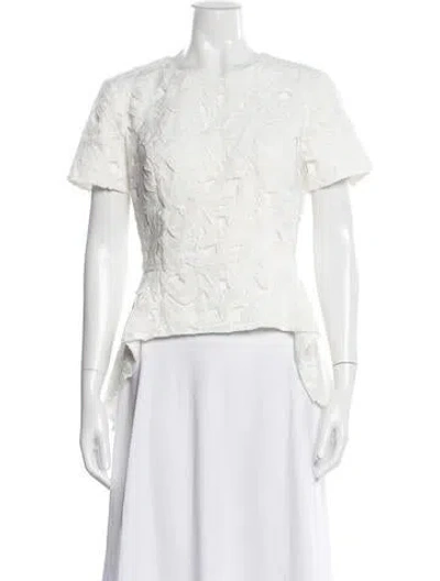 Pre-owned Sachin & Babi Lace Pattern Crew Neck Top In White