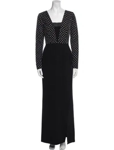 Pre-owned Sachin & Babi Lace Pattern Long Dress In Black