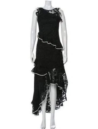 Pre-owned Sachin & Babi Lace Pattern Long Dress In Black