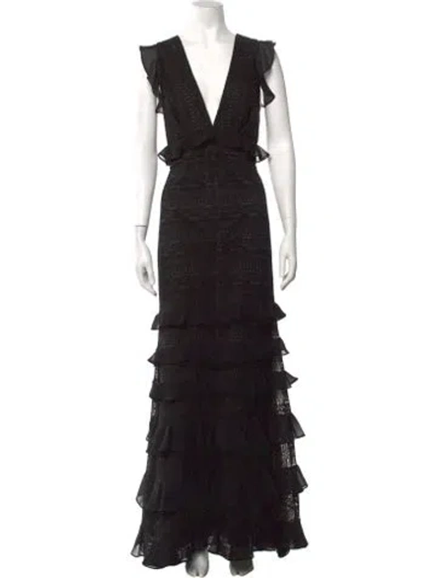 Pre-owned Sachin & Babi Lace Pattern Long Dress In Black