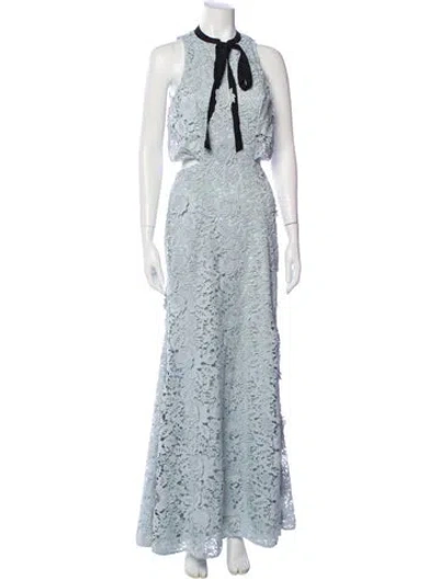 Pre-owned Sachin & Babi Lace Pattern Long Dress In Blue