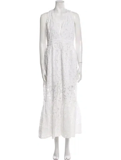 Pre-owned Sachin & Babi Lace Pattern Long Dress In White