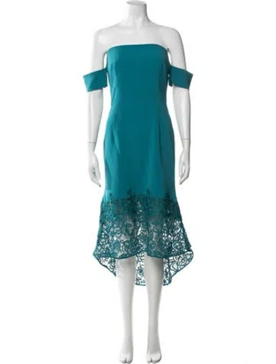 Pre-owned Sachin & Babi Lace Pattern Midi Length Dress In Blue