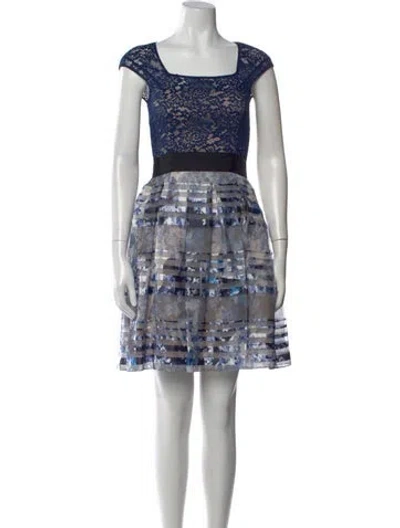 Pre-owned Sachin & Babi Lace Pattern Mini Dress In Blue