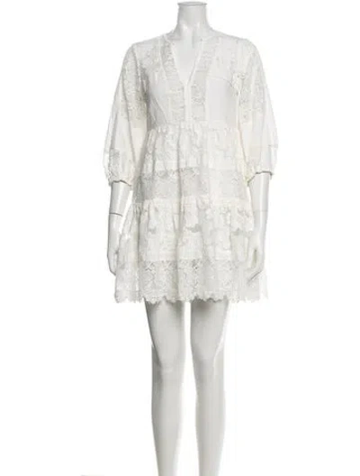 Pre-owned Sachin & Babi Lace Pattern Mini Dress In Neutral