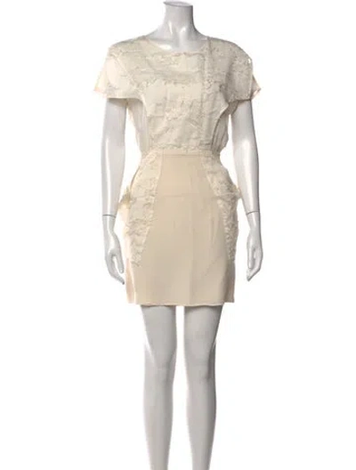 Pre-owned Sachin & Babi Lace Pattern Mini Dress In Neutrals