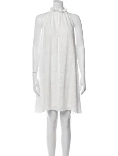 Pre-owned Sachin & Babi Lace Pattern Mini Dress In White