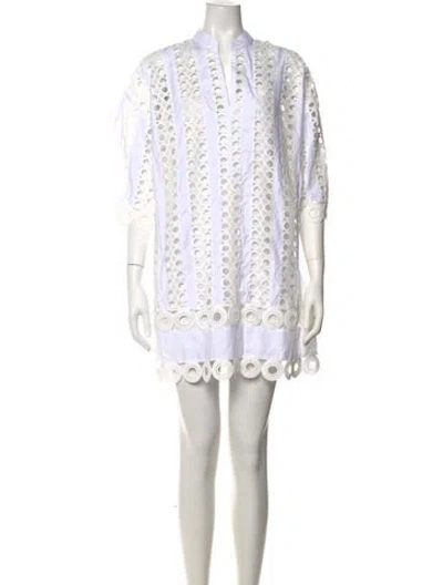 Pre-owned Sachin & Babi Lace Pattern Mini Dress In White