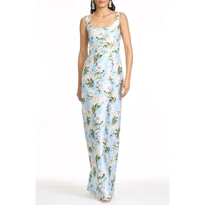 Sachin & Babi Floral-print Crystal-embellished Dress In Blue