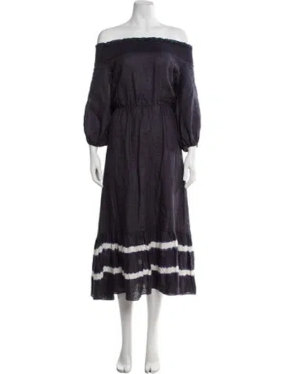 Pre-owned Sachin & Babi Linen Long Dress In Blue