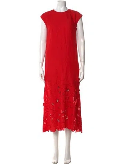 Pre-owned Sachin & Babi Linen Midi Length Dress In Red