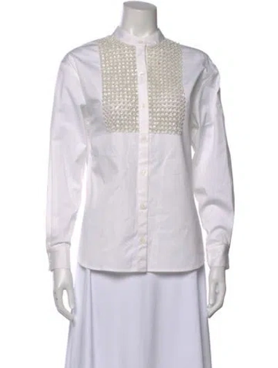 Pre-owned Sachin & Babi Long Sleeve Blouse In White
