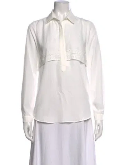 Pre-owned Sachin & Babi Long Sleeve Blouse In White