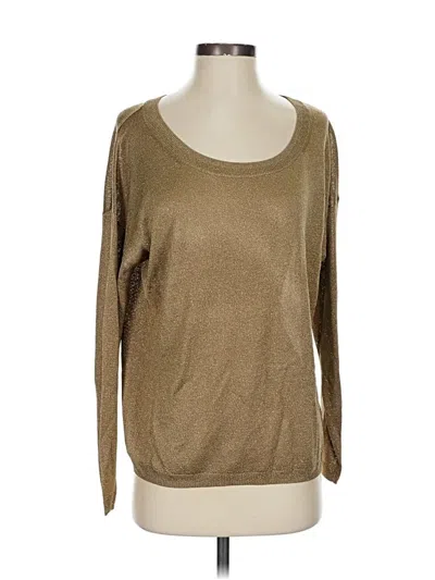 Pre-owned Sachin & Babi Long Sleeve Top Gold Metallic Pattern Scoop Neck Tops