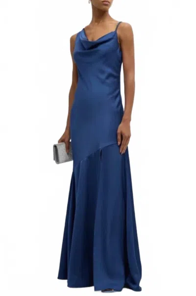 Sachin & Babi Lucy Beaded Cowl-neck Gown In Indigo In Blue