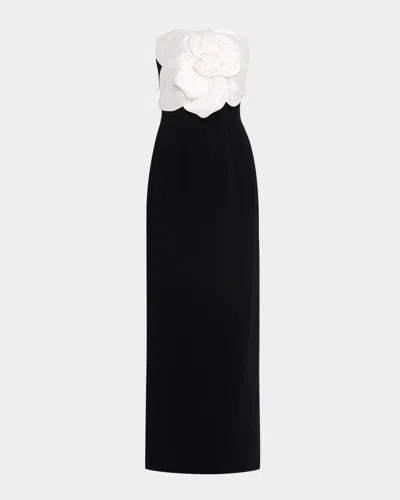 Sachin & Babi Marist Strapless Floral Applique Column Gown In Black
