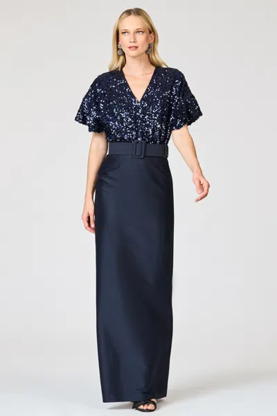 Sachin & Babi Marlene Gown In Blue
