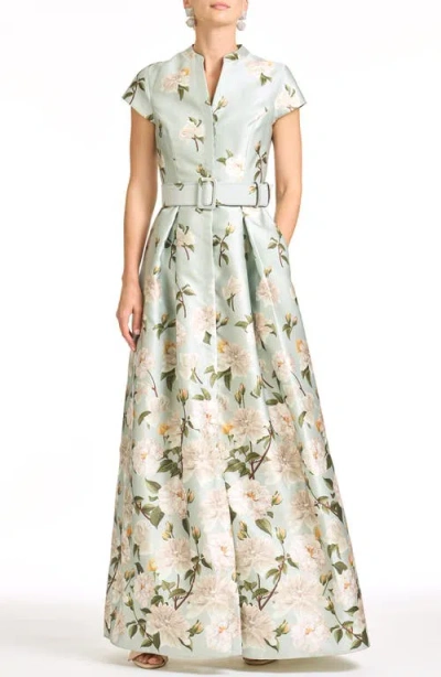 Sachin & Babi Marta Floral Belted Gown In Green