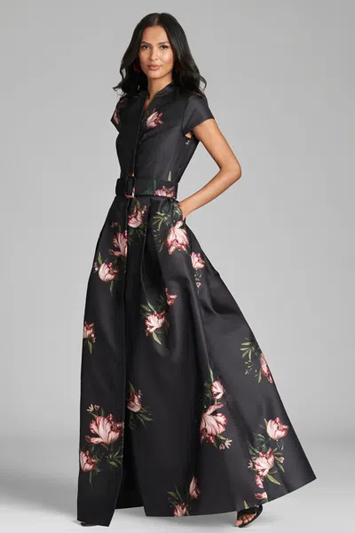 Sachin & Babi Marta Gown In Noir Blossom