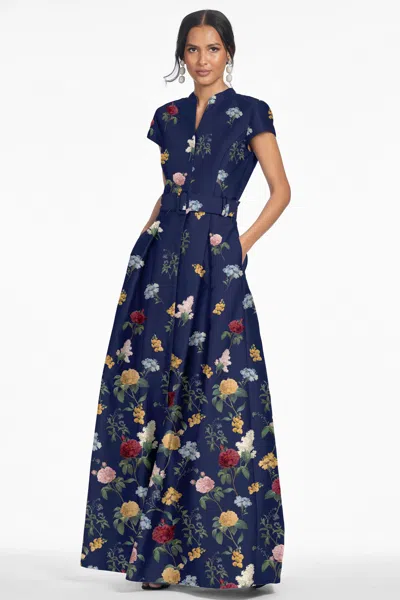 Sachin & Babi Marta Gown In Midnight Magic Garden Degrade