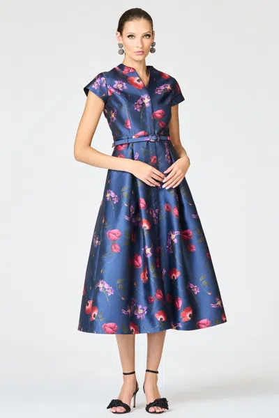 Sachin & Babi Martine Midnight Blue Floral Fit And Flare Dress In Midnight Jardin