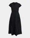 Sachin & Babi Martine Pleated Floral Jacquard Midi Dress In Animal Print