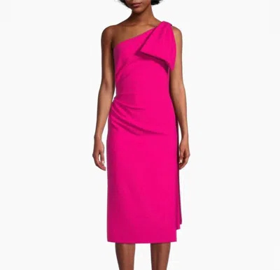 Sachin & Babi Miranda One-shoulder Sash Midi Dress In Passion Fruit In Pink