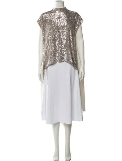 Pre-owned Sachin & Babi Mock Neck Short Sleeve Top In Neutral