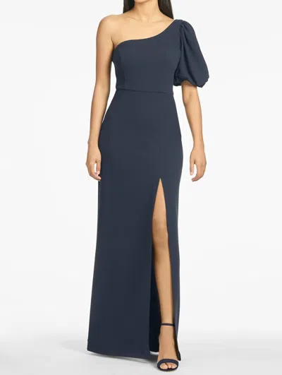 Sachin & Babi Nadia One-shoulder Gown In Navy In Blue