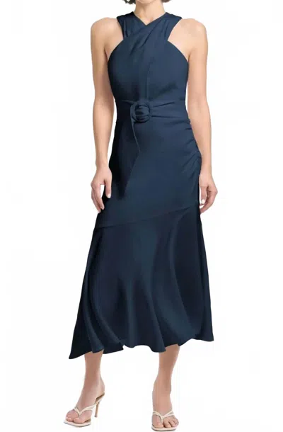 Sachin & Babi Naomi Halter Midi Dress In Midnight In Blue