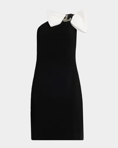 Sachin & Babi Odette Sleeveless One-shoulder Bow Dress In Black