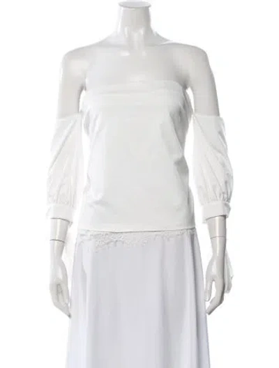 Pre-owned Sachin & Babi Off-the-shoulder Long Sleeve Top In White