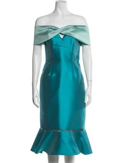 Pre-owned Sachin & Babi Off-the-shoulder Midi Length Dress In Blue