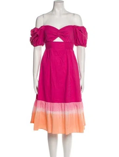 Pre-owned Sachin & Babi Off-the-shoulder Midi Length Dress In Pink