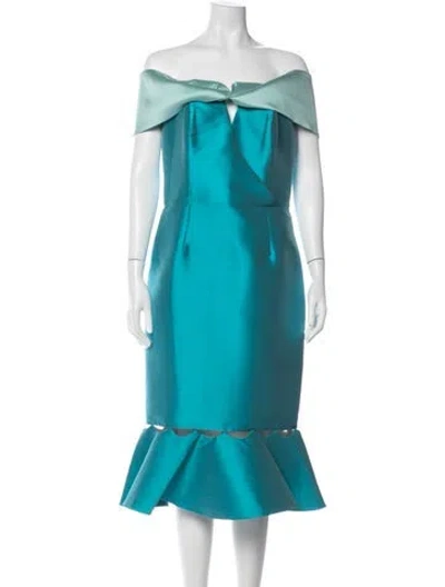 Pre-owned Sachin & Babi Off-the-shoulder Midi Length Dress W/ Tags In Blue