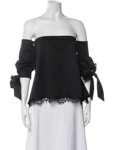 Pre-owned Sachin & Babi Off-the-shoulder Short Sleeve Top In Black