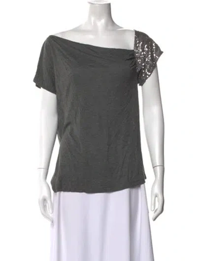 Pre-owned Sachin & Babi Off-the-shoulder Short Sleeve Top In Gray