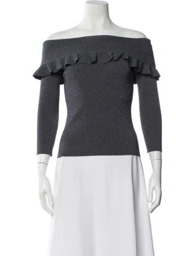 Pre-owned Sachin & Babi Off-the-shoulder Three-quarter Sleeve Top In Gray