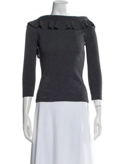 Pre-owned Sachin & Babi Off-the-shoulder Three-quarter Sleeve Top In Grey