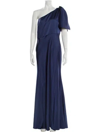 Pre-owned Sachin & Babi One-shoulder Long Dress In Blue