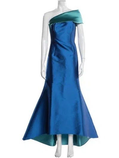 Pre-owned Sachin & Babi One-shoulder Long Dress In Blue