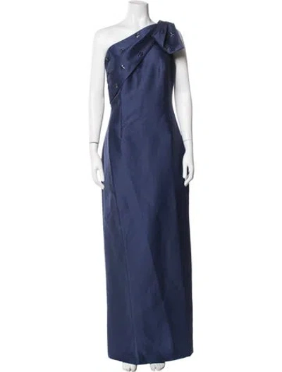Pre-owned Sachin & Babi One-shoulder Long Dress In Blue