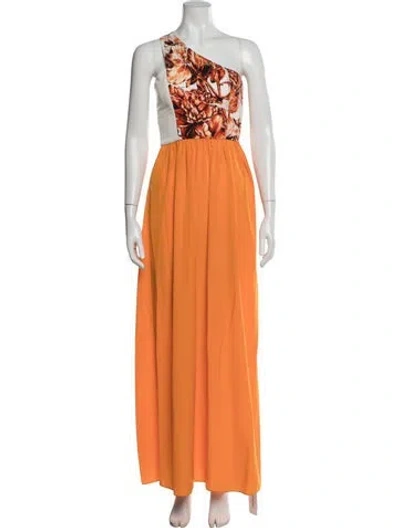Pre-owned Sachin & Babi One-shoulder Long Dress In Orange