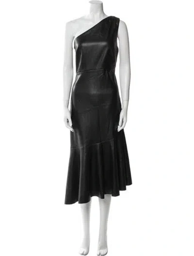 Pre-owned Sachin & Babi One-shoulder Midi Length Dress In Black