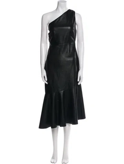 Pre-owned Sachin & Babi One-shoulder Midi Length Dress In Black