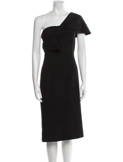 Pre-owned Sachin & Babi One-shoulder Midi Length Dress In Black