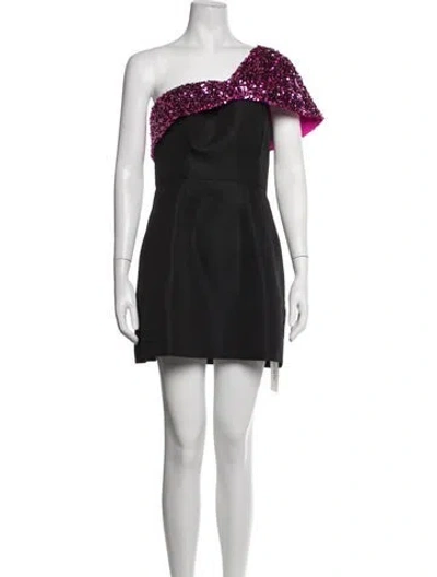 Pre-owned Sachin & Babi One-shoulder Mini Dress In Black