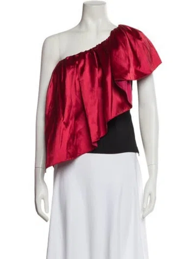 Pre-owned Sachin & Babi One-shoulder Short Sleeve Crop Top In Red